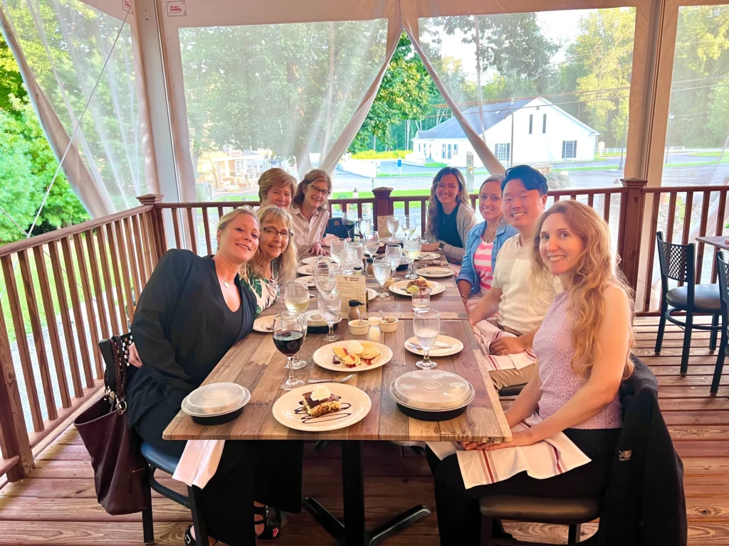 Enjoying a team meal